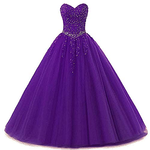 Zorayi Damen Liebsten Lang Tüll Formellen Abendkleid Ballkleid Festkleider Lila Größe 38 von Zorayi