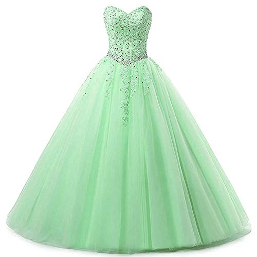 Zorayi Damen Liebsten Lang Tüll Formellen Abendkleid Ballkleid Festkleider Minze Größe 38 von Zorayi