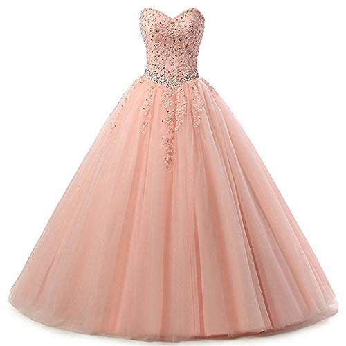 Zorayi Damen Liebsten Lang Tüll Formellen Abendkleid Ballkleid Festkleider Rosa Größe 38 von Zorayi