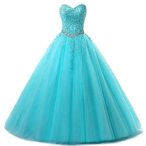 Zorayi Damen Liebsten Lang Tüll Formellen Abendkleid Ballkleid Festkleider Türkis Größe 32 von Zorayi