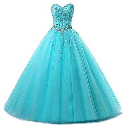 Zorayi Damen Liebsten Lang Tüll Formellen Abendkleid Ballkleid Festkleider Türkis Größe 36 von Zorayi