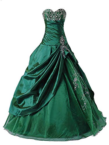 Zorayi Damen Liebsten Stickerei TAFT Lang Formellen Abendkleid Partykleid Abschlussballkleider Smaragd Größe 42 von Zorayi