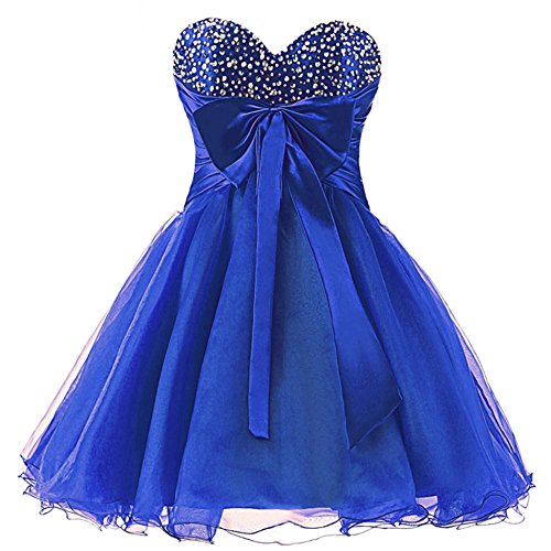 Zorayi Damen Organza Perlen Kurze Abendkleid Ballkleid Abschlussballkleider Blau Größe 42 von Zorayi