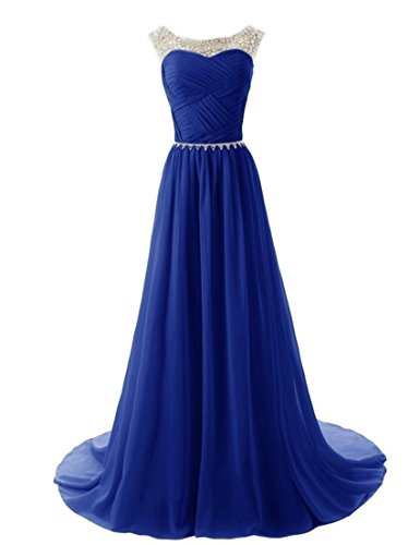 Zorayi Damen Perlen Lang Formale Abschlussball Abendkleid Brautjungfer Kleider Blau Größe 40 von Zorayi