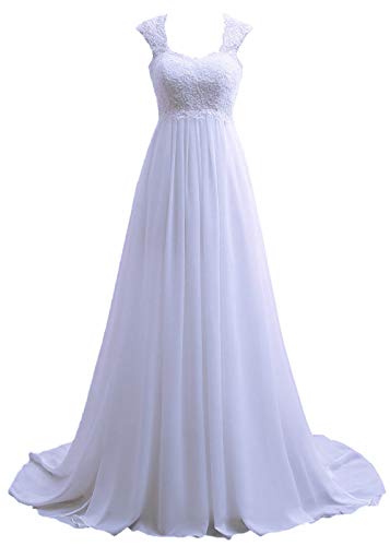 Zorayi Damen Prinzessin Spitze Chiffon Prom Ballkleid Brautkleid Hochzeitskleider Weiß Größe 56 von Zorayi