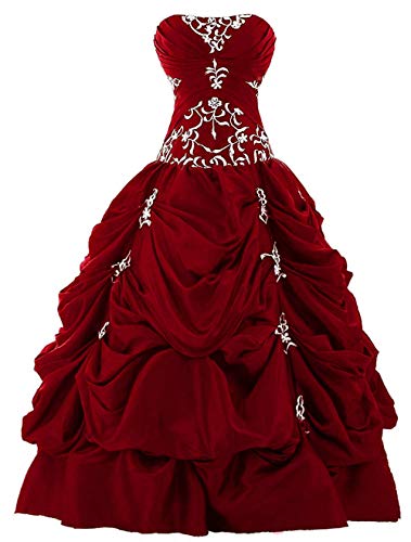 Zorayi Damen Trägerlos Lang Stickerei TAFT Prom Ballkleid Formellen Abendkleider Burgund Größe 44 von Zorayi