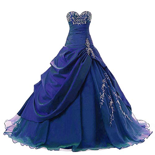Zorayi Damen Trägerlos Lange TAFT Abschlussball Kleid Ballkleid Promkleider Blau Größe 38 von Zorayi