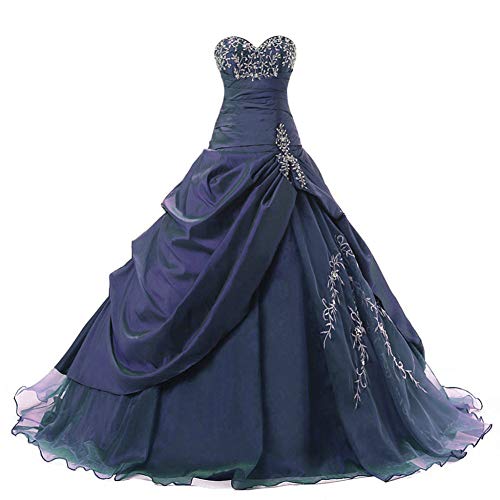 Zorayi Damen Trägerlos Lange TAFT Abschlussball Kleid Ballkleid Promkleider Marineblau Größe 42 von Zorayi