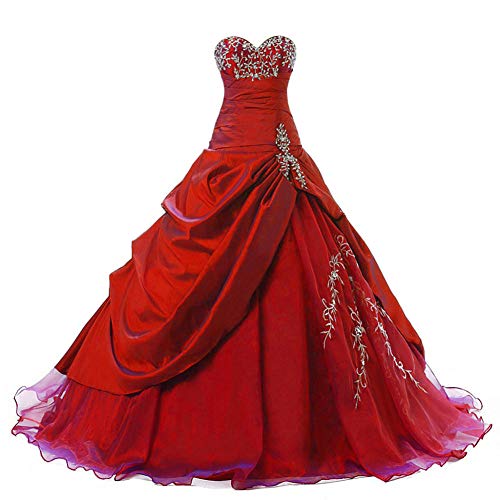 Zorayi Damen Trägerlos Lange TAFT Abschlussball Kleid Ballkleid Promkleider Rot Größe 54 von Zorayi