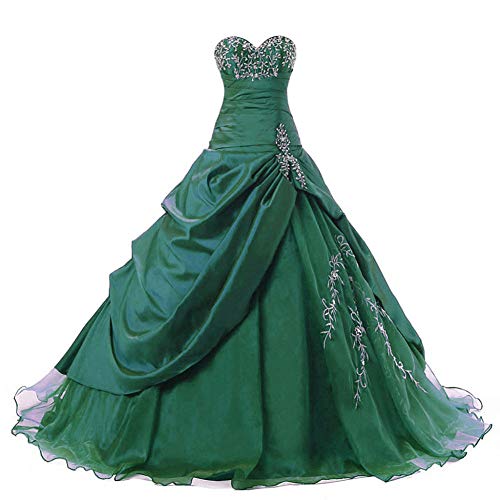 Zorayi Damen Trägerlos Lange TAFT Abschlussball Kleid Ballkleid Promkleider Smaragd Größe 48 von Zorayi