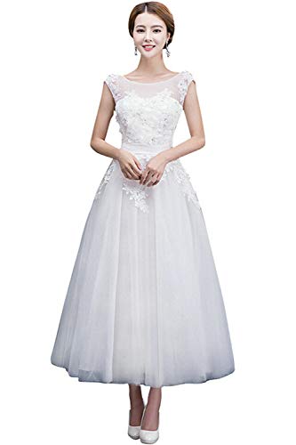 Zorayi Damen Vintage Spitzen Hochzeitskleider Standesamt Kurze Brautkleider Elfenbein Größe 60 von Zorayi