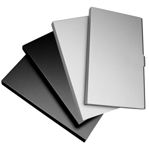 Zorfeter Professionelles Visitenkartenetui, Aluminium, schmal, Metall-Visitenkartenhalter für Damen und Herren, Schwarz + Silber, 4 Stück Zorfeter Professionelles Visitenkartenetui, Aluminium, schmal, Metall-Visitenkartenhalter für Damen und Herren, Schwarz + Silber, 4 Stück von Zorfeter