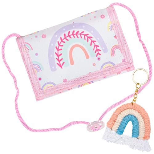 Regenbogen Brustbeutel Kinder – Dreifach Gefalteter Geldbeutel Mädchen mit Schlüsselanhänger – Kinderportmonee & Kinder Portemonnaie Mädchen,Stylischer Geldbeutel Geschenk von Zoruam