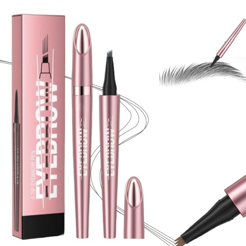 3D Wasserdichter Microblading Augenbrauenstift, 2025 Neu Magischer Augenbrauenstift, Augenbrauenstift Wasserfest, Contour Pen Precise with 4 Tips, Erzeugt mühelos natürlich aussehende Brauen (Graue) von Zorvayne