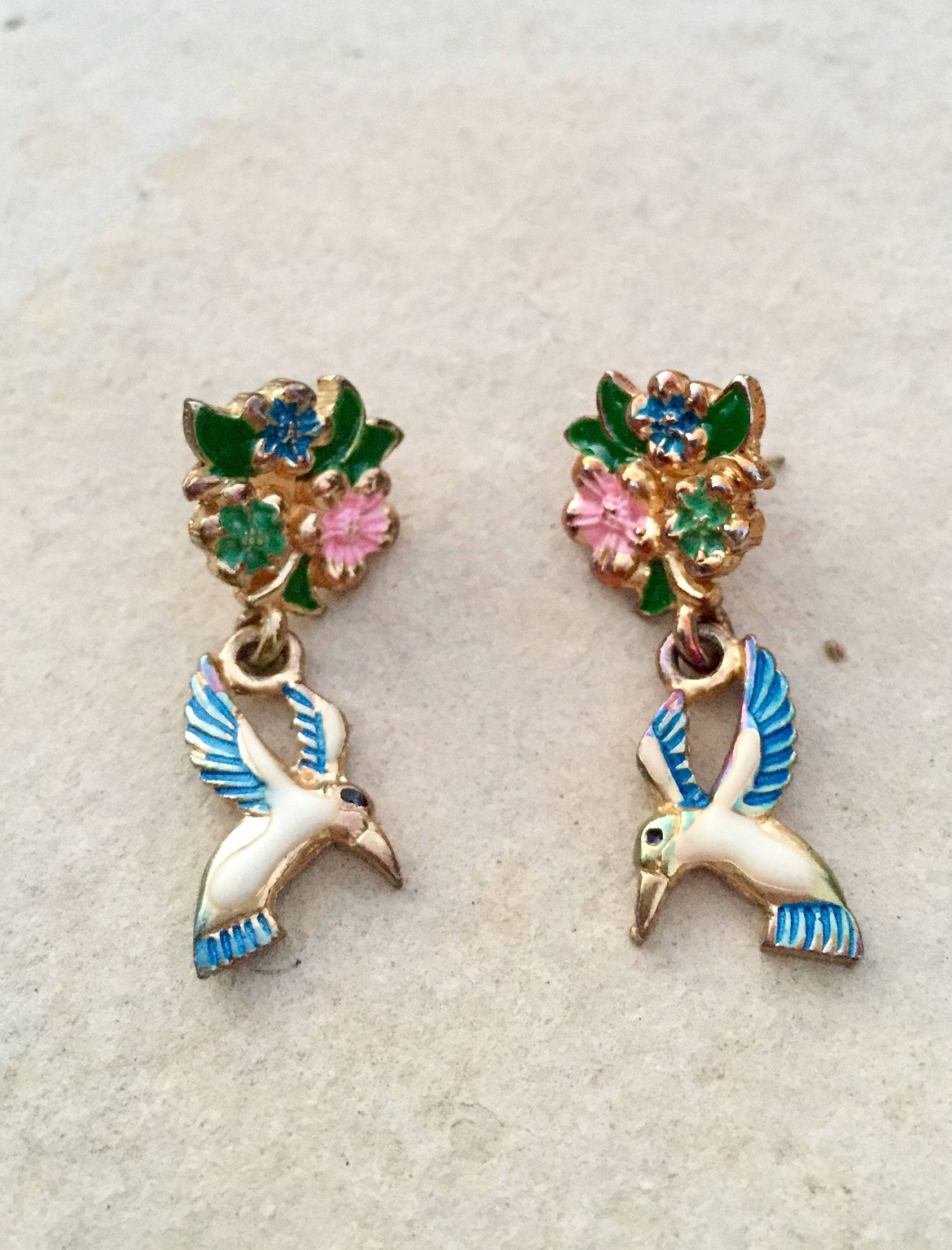 Vintage Kranich-Ohrringe von ZoulalJewelry