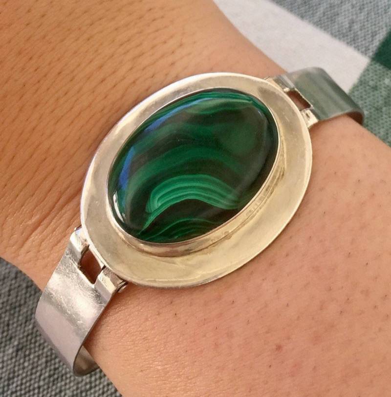 Vintage Ovale Malachit Manschette Vintage Ovale Malachit Manschette von ZoulalJewelry