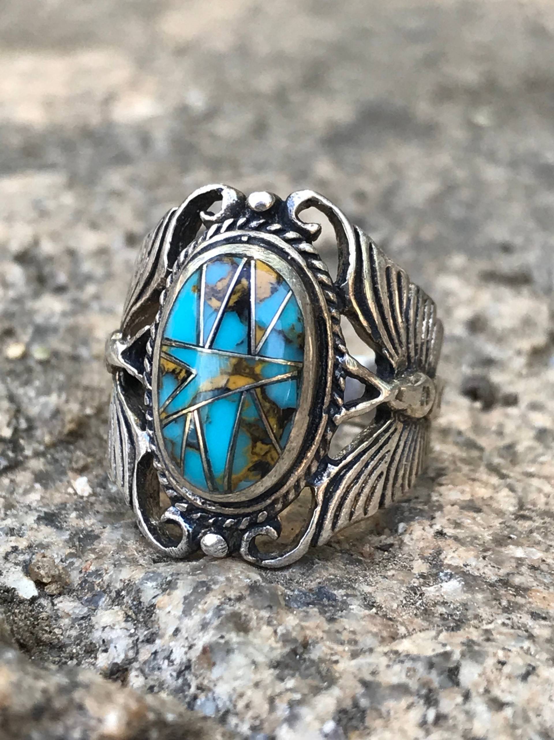 Vintage Zuni Schmetterling Türkis Ring von ZoulalJewelry