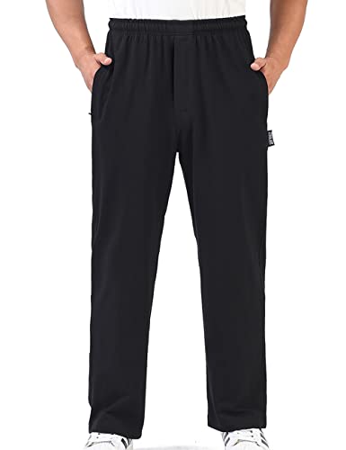 Zoulee Herren Casual Baumwolle Jogger Sweatpants Reißverschluss vorne, Dickes Schwarz, XX-Large von Zoulee