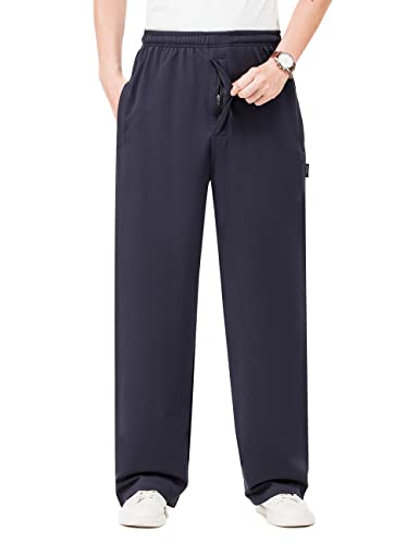 Zoulee Herren Casual Baumwolle Jogger Sweatpants Reißverschluss vorne, Dünn Marineblau, Groß von Zoulee