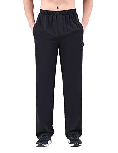 Zoulee Herren-Sommer-Sweatpants mit Reißverschluss, schnelltrocknend - Schwarz - Mittel von Zoulee