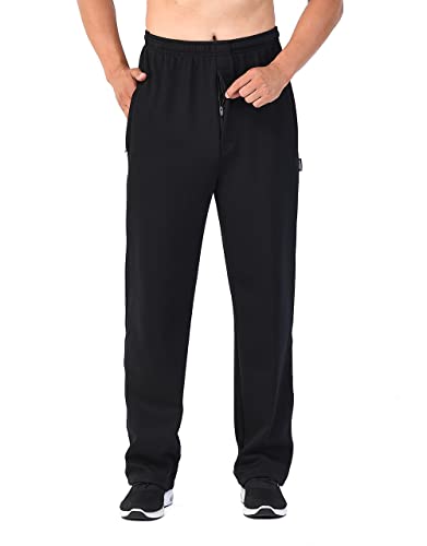 Zoulee Herren Sporthose mit Reißverschluss vorne unten offen Sporthose Sweatpants Hose - Schwarz - XX-Large von Zoulee