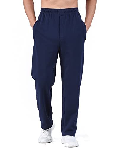 Zoulee Herren Sporthose mit offenem Bund, Sweatpants Hose, Reißverschluss vorne - Blau - XX-Large von Zoulee