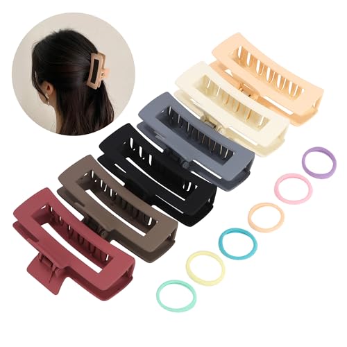 6 Stück Große Haarklammer, Haarspangen Damen 12cm, Für Sehr Dickes Haar, Rutschfester Rechteckig Haarspangen, 6 Farben 6 Stück Große Haarklammer, Haarspangen Damen 12cm, Für Sehr Dickes Haar, Rutschfester Rechteckig Haarspangen, 6 Farben von Zounin