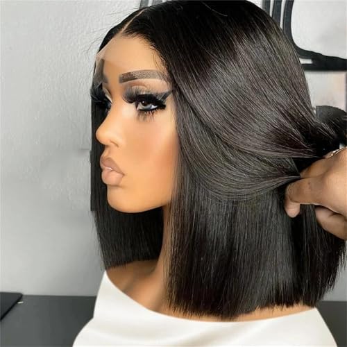 14 Zoll 13 X 4 Glatte Lace Frontalperücke – 4 X 4 Glatte Kurze Perücke Für Frauen von ZouoYYii