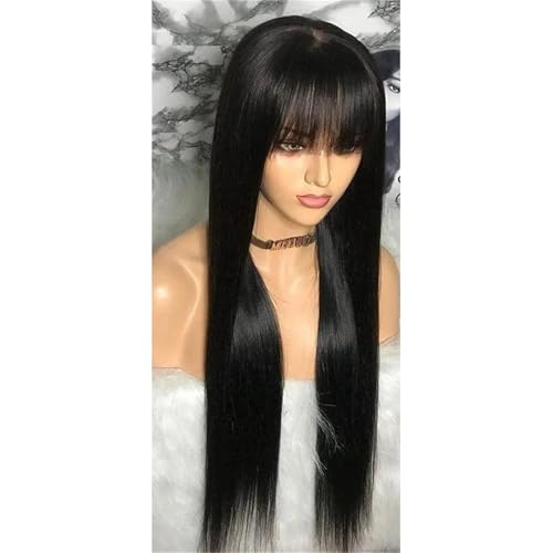 18–32 Zoll Glatte Perücke Aus Echthaar Mit Pony Für Frauen von ZouoYYii