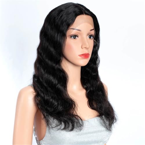 28 Zoll Lange, Gewellte, Gewellte 13X1-Perücke Aus Echthaar Mit Lace-Front Für Frauen, Klebefreier Mittelscheitel von ZouoYYii
