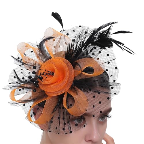 Damen Blume Fascinator Hut - Tea Party Stirnband mit Mesh Federn Clip Hochzeit Cocktail Haarschmuck von ZouoYYii