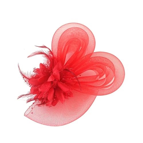 Damen Braut Kopfschmuck - Retro Mesh Feder Fascinator Zeremonial Kostüm Haarschmuck von ZouoYYii