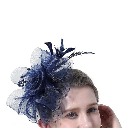 Damen Fascinator Hut - Blume Mesh Bänder Federn auf Stirnband Clip Tea Party Kopfbedeckung von ZouoYYii
