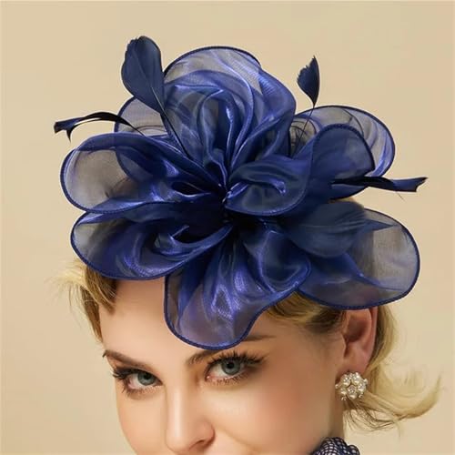 Damen Fascinator Hut - Blume Mesh Band mit Feder Stirnband und Clip Tea Party Kopfschmuck von ZouoYYii