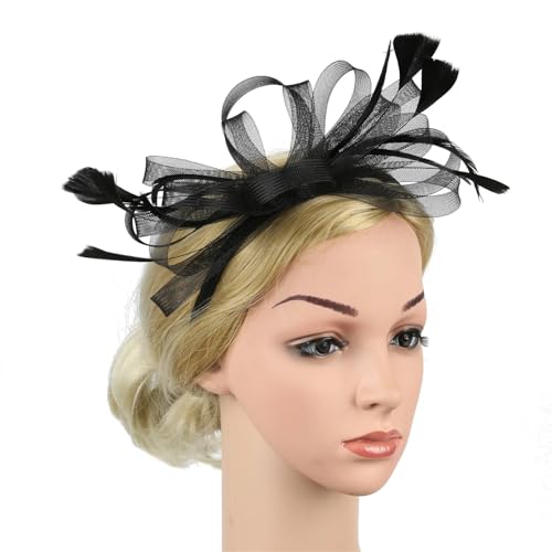 Damen Fascinator Hut - Feder Haarschmuck Kopfschmuck für Cocktail Hochzeit Kirche Party von ZouoYYii