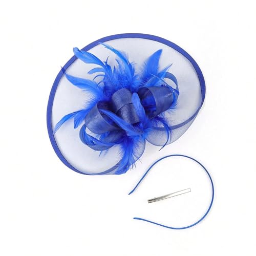 Damen Fascinators - Tea Party Hut Mesh Floral Feder Haarspange Hochzeit Cocktail Kopfbedeckung von ZouoYYii