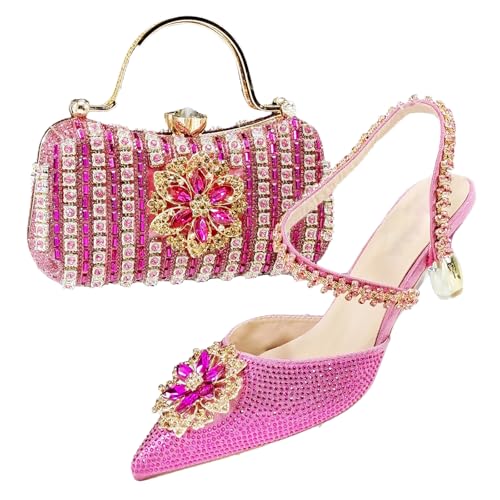Damen Heels und Clutch Set - Schuhe und Tasche Combo für Party Anlässe, fuchsia, 42 EU Damen Heels und Clutch Set - Schuhe und Tasche Combo für Party Anlässe, fuchsia, 42 EU von ZouoYYii
