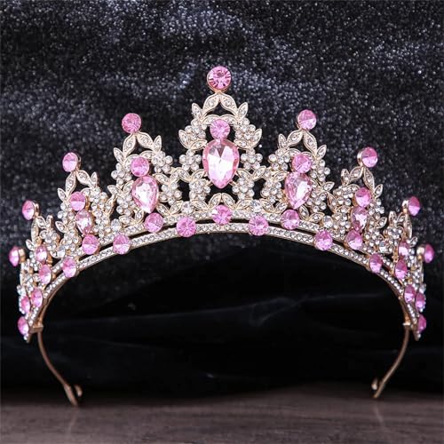 Damen Hochzeits-Tiara – Silberfarbene Kristall Brautkrone Strass Diadem Schleier Kopfschmuck Haarschmuck von ZouoYYii