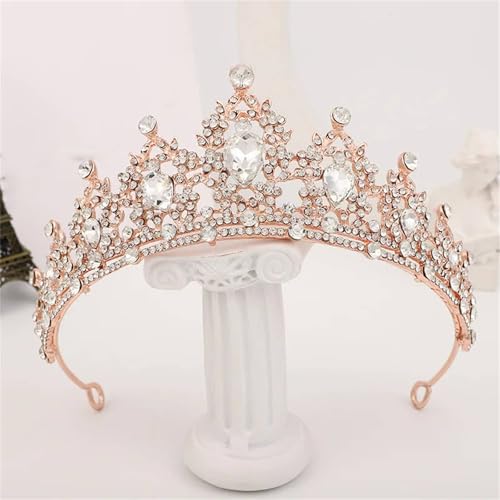 Damen Hochzeits-Tiara – Silberfarbene Kristall Brautkrone Strass Diadem Schleier Kopfschmuck Haarschmuck von ZouoYYii