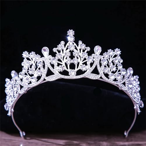 Damen Kristallkrone Haarschmuck Tiara Hochzeit Strass Brautkrone Eleganter Haarschmuck von ZouoYYii