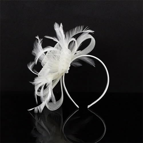 Damen Retro Feder Stirnband - Floral Haarspange Fascinator Cocktail Hochzeit Party Headwear von ZouoYYii