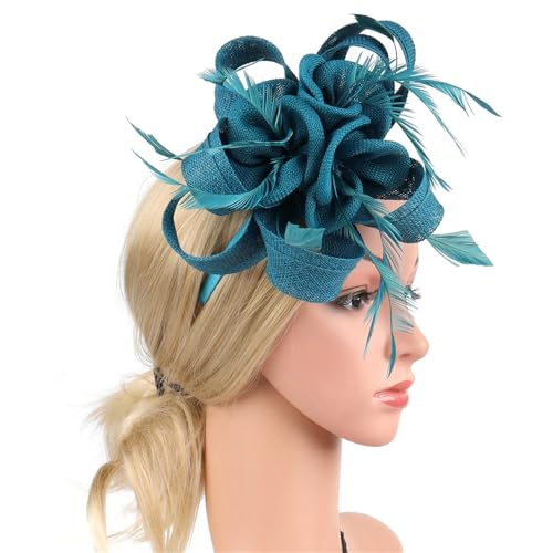 Damen Teeparty Fascinators - Stirnband Hochzeit Cocktail Hut mit Blumenfedern und Band von ZouoYYii