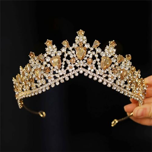 Goldene Brautkrone Für Damen Prinzessinnen-Tiara Mit Strasssteinen Für Hochzeit, Abschlussball Und Geburtstag Goldene Brautkrone Für Damen Prinzessinnen-Tiara Mit Strasssteinen Für Hochzeit, Abschlussball Und Geburtstag von ZouoYYii