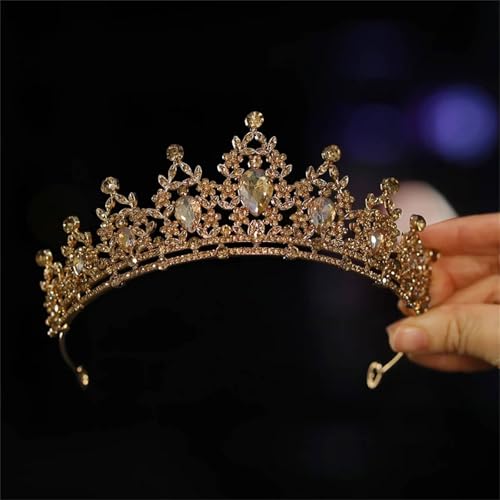 Goldene Brautkrone Für Damen Prinzessinnen-Tiara Mit Strasssteinen Für Hochzeit, Abschlussball Und Geburtstag Goldene Brautkrone Für Damen Prinzessinnen-Tiara Mit Strasssteinen Für Hochzeit, Abschlussball Und Geburtstag von ZouoYYii