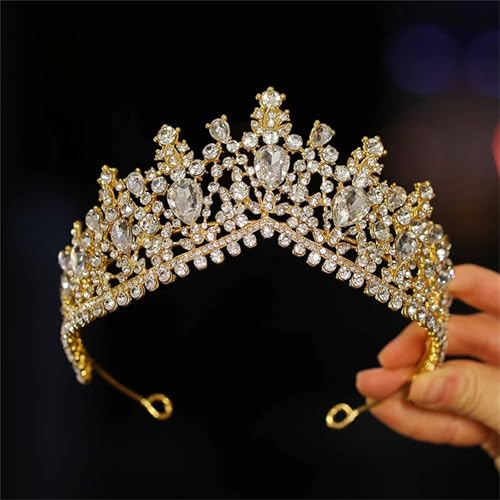 Goldene Brautkrone Für Damen Prinzessinnen-Tiara Mit Strasssteinen Für Hochzeit, Abschlussball Und Geburtstag Goldene Brautkrone Für Damen Prinzessinnen-Tiara Mit Strasssteinen Für Hochzeit, Abschlussball Und Geburtstag von ZouoYYii
