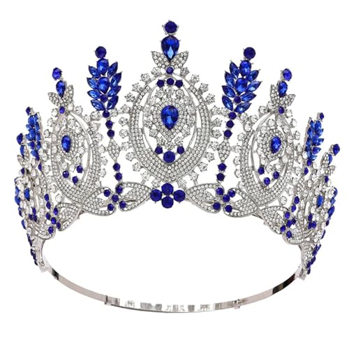 Hohe runde Diadem Brautkrone – Festzug Tiara Kopfschmuck für Hochzeit Haarschmuck Zubehör von ZouoYYii