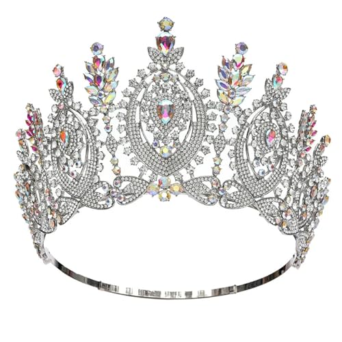 Hohe runde Diadem Brautkrone – Festzug Tiara Kopfschmuck für Hochzeit Haarschmuck Zubehör von ZouoYYii