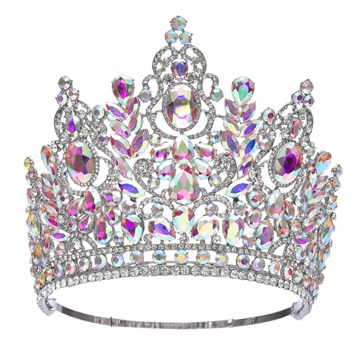 Runde Krone - Hohe Kristall Tiara für Hochzeit Bankett oder Kostüm Haarschmuck Runde Krone - Hohe Kristall Tiara für Hochzeit Bankett oder Kostüm Haarschmuck von ZouoYYii