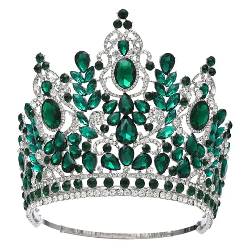 Runde Krone - Hohe Kristall Tiara für Hochzeit Bankett oder Kostüm Haarschmuck von ZouoYYii