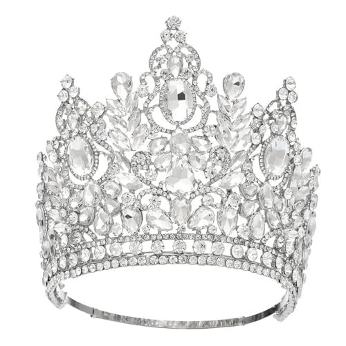 Runde Krone - Hohe Kristall Tiara für Hochzeit Bankett oder Kostüm Haarschmuck von ZouoYYii